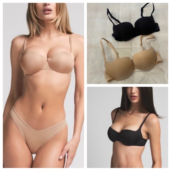 SKIMS ultimate push-up balconette bra set Black Tan Size 34B 2932 - Picture 1 of 13